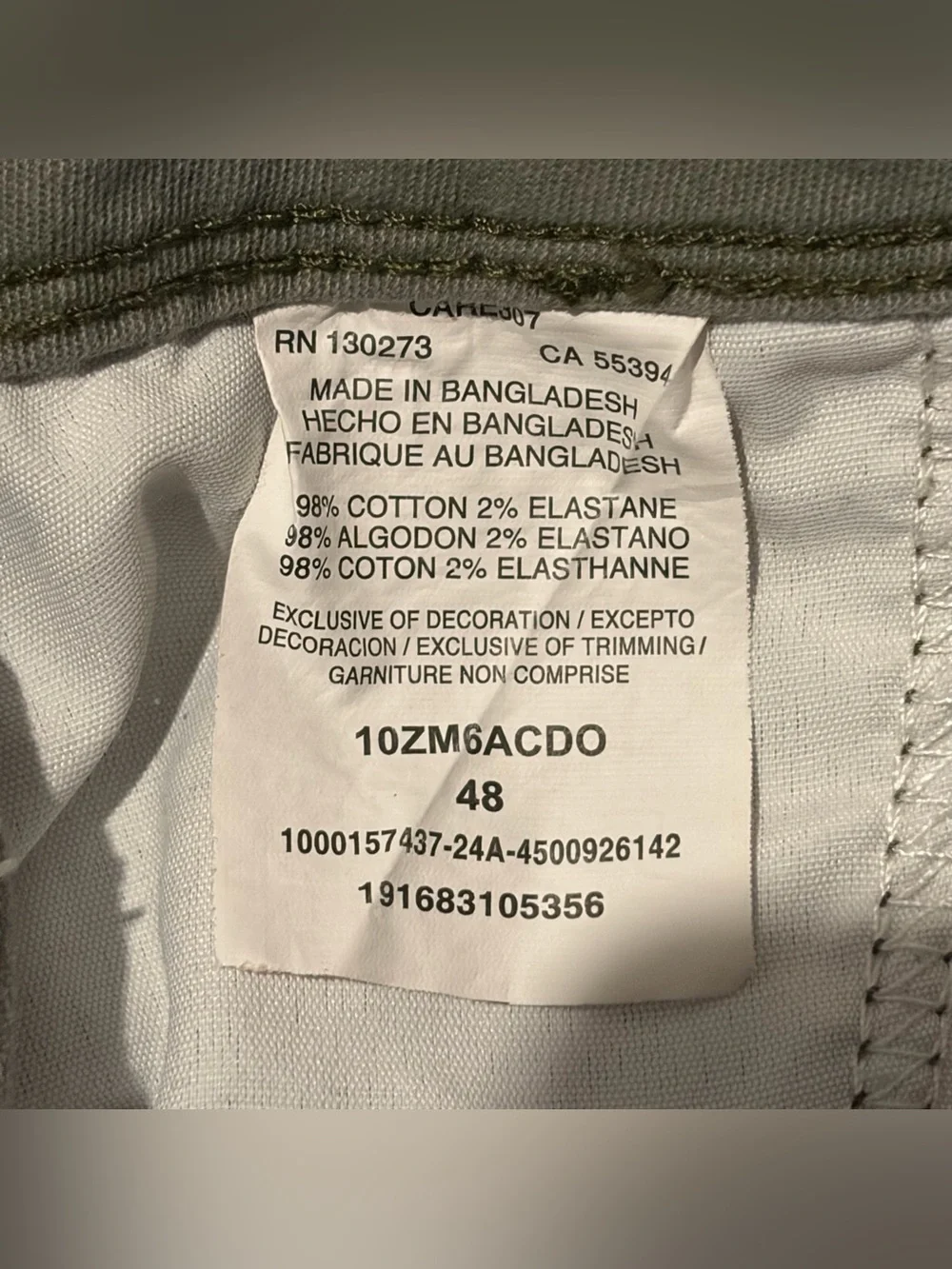 Wrangler Authentic Cargo Shorts Men's Size 48 Green Flat Front Outdoors (48x10)
